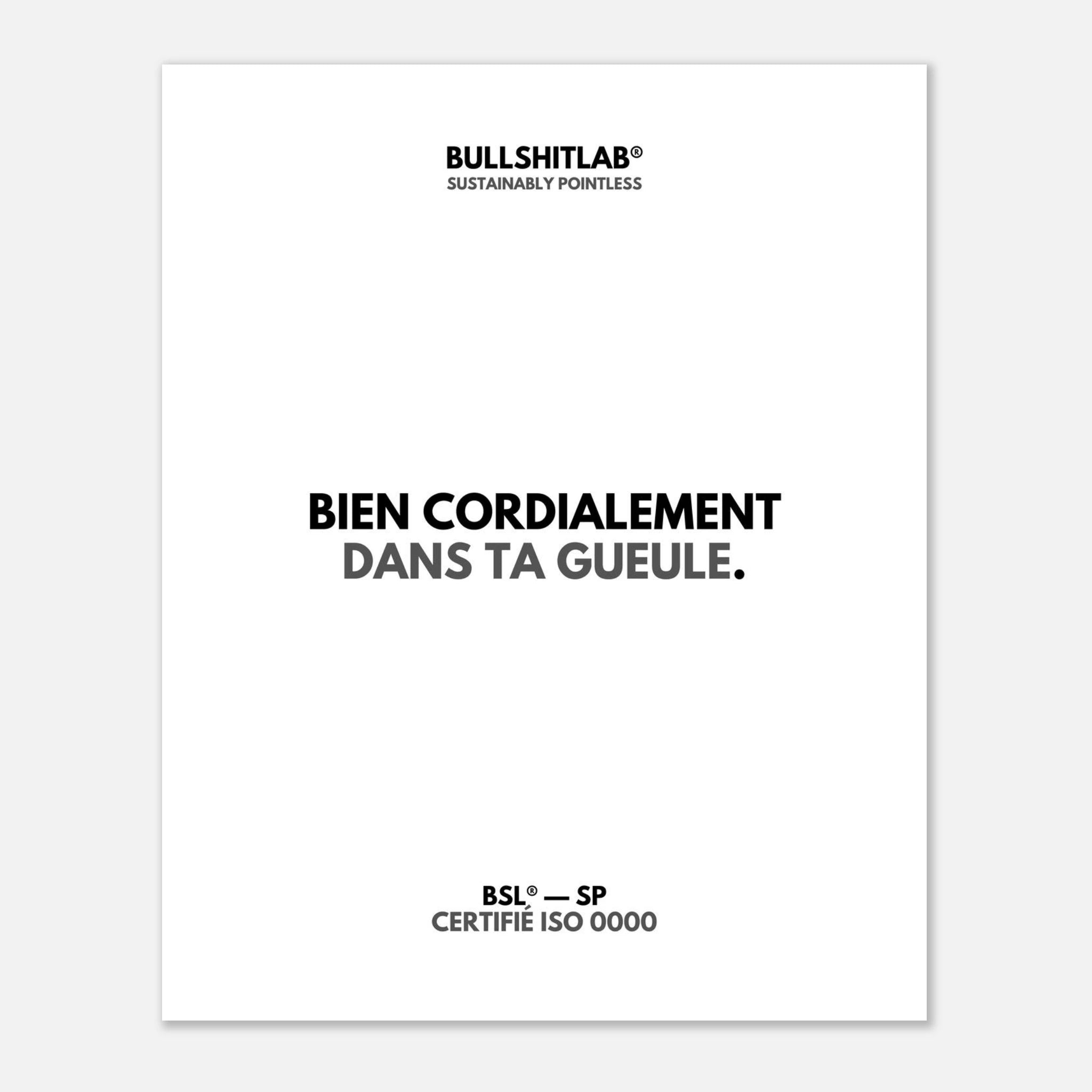 Affiche "Bien cordialement dans ta gueule"